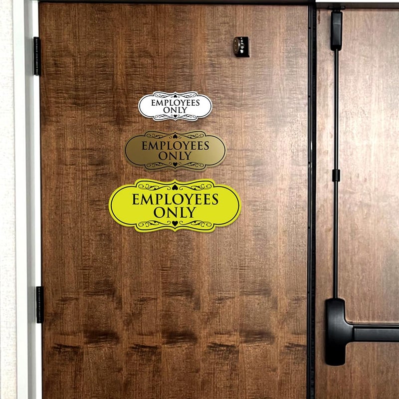 All Quality Designer EMPLOYEES ONLY Sign | Easy Installation | Office or Business Signs | Workplace Safety - White - Large (1 Pack) - Image 3